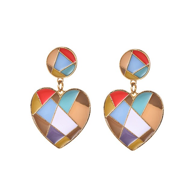 LRC Anting Tusuk Fashion Color Alloy Love Color Colored Earrings F55675