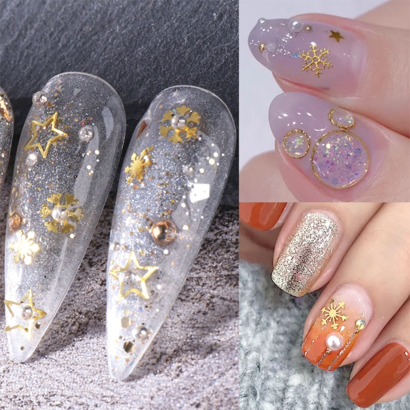 Zzz Hiasan Kuku 3D Bentuk Santa / Rusa / Snowman / Snowflake / Bulan / Bunga Bahan Alloy Untuk Nail Art