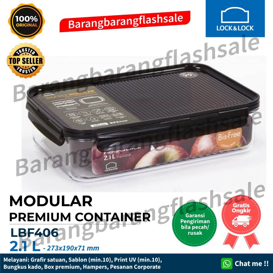 Lock n Lock Bisfree Modular 2.1L - LBF406 Wadah makanan premium