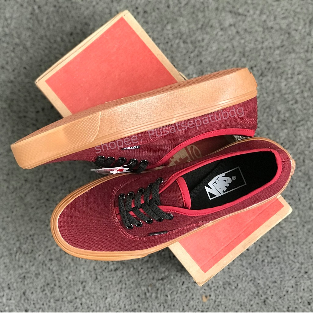SEPATU VANS AUTHENTIC MAROON GUM WAFFLE DT