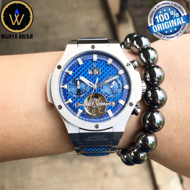 (FREE ONGKIR) Jam Tangan Cowok Cowo Pria Original Ori Automatic Otomatis Mechanical AUGUST DELACROIX