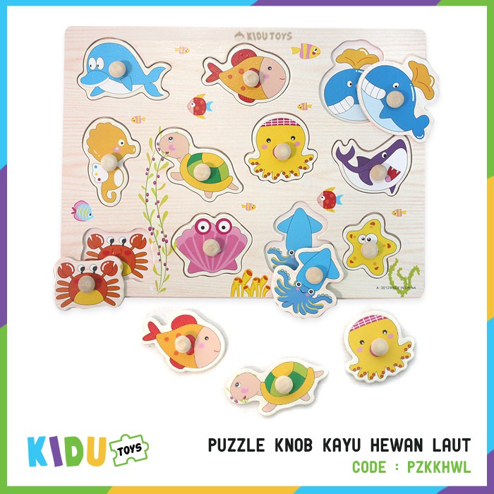 Mainan Anak Puzzle Knob Kayu Tema Hewan Kidu Toys