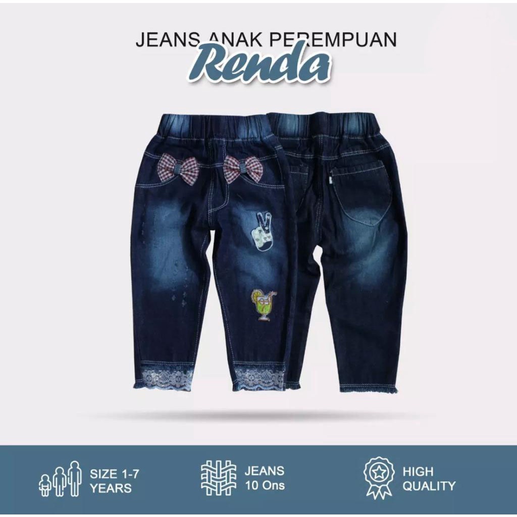 PROMO-JEANS ANAK PEREMPUAN JEANS PENSIL RENDA 1-5 TAHUN CELANA JEANS ANAK PEREMPUAN BAWAHAN JEANS ANAK PEREMPUAN