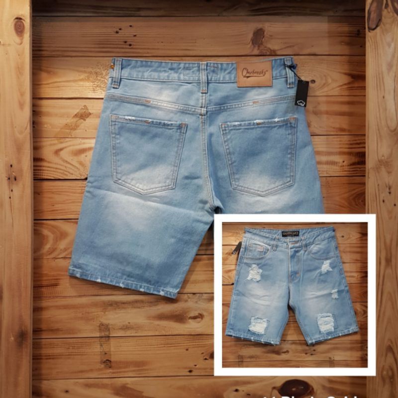 ONEBREAKS SHORTPANTS DENIM RIPPED / CELANA JEANS PENDEK /CELANA ONEBREAKS PENDEK RIPPED / CELANA JEANS PENDEK RIPPED / CELANA PENDEK ONEBREAKS WASHING RIPPED / PENDEK RIPPED