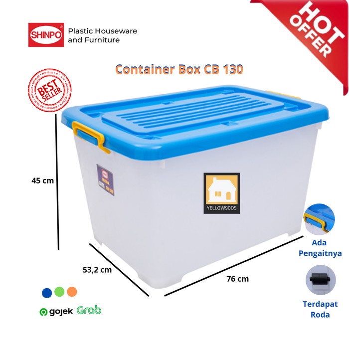 

[READY-MURAH] Box plastik menyimpan serbaguna (container box) Shinpo Mega CB 130 - Biru