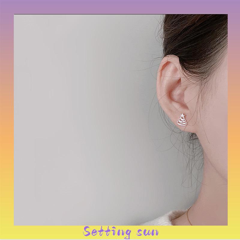 S925 Silver Stud Earrings untuk Siswa Perempuan Anting Desain Kecil Serbaguna Sederhana TN