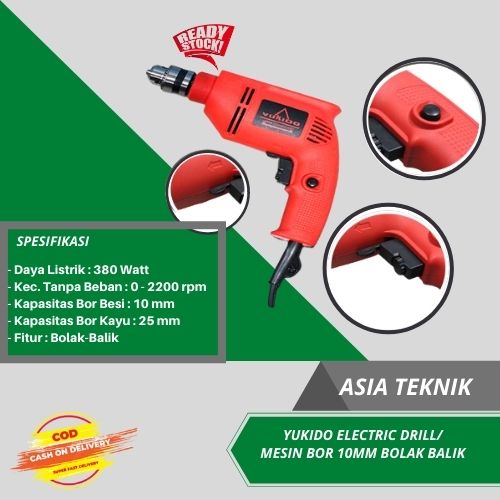 REDY STOK HARGA TERMURAH!!!!! ///MESIN BOR 10MM BOLAK BALIK/ YUKIDO ELECTRIC DRILL HARGA PROMO!!!