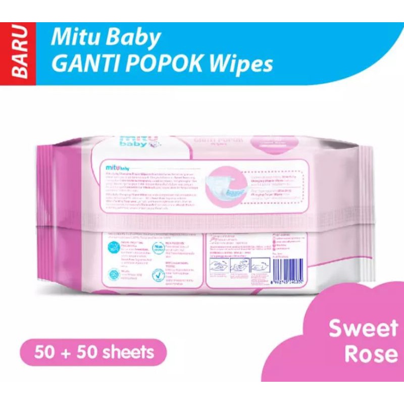 (BELI 1 GRATIS 1) MITU BABY TISU BASAH SWEET ROSE NEW 50'S