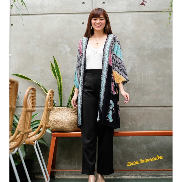 Outer Wanita Batik Wanita. Long Cardigan Jumbo-Parang Wayang
