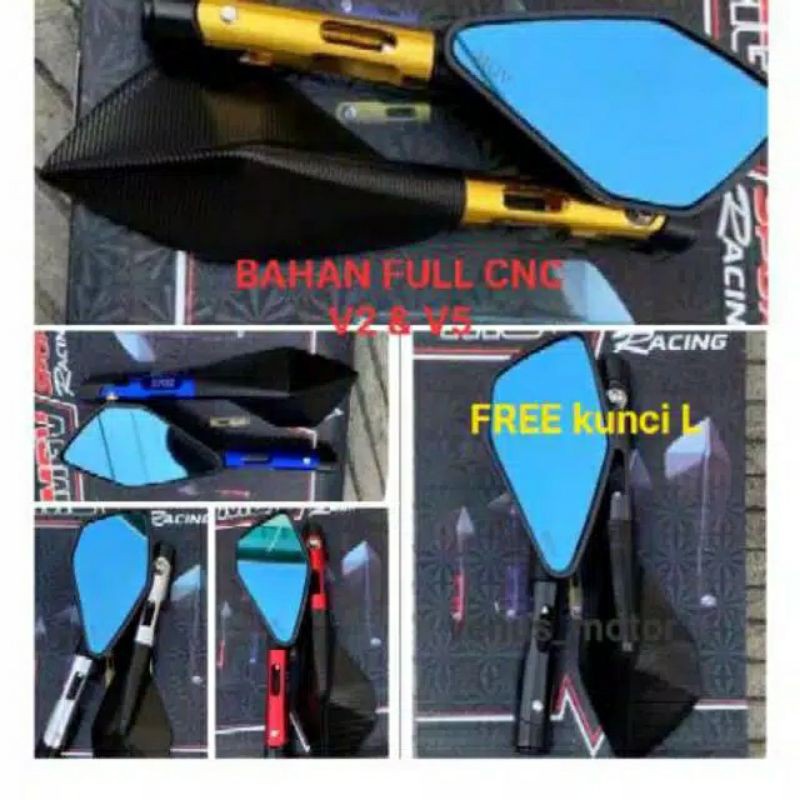 Kaca spion motor tomok (2pcs) variasi model v5 jumbo, Tomok v5, Spion motor universal, Sepion v5 Tom
