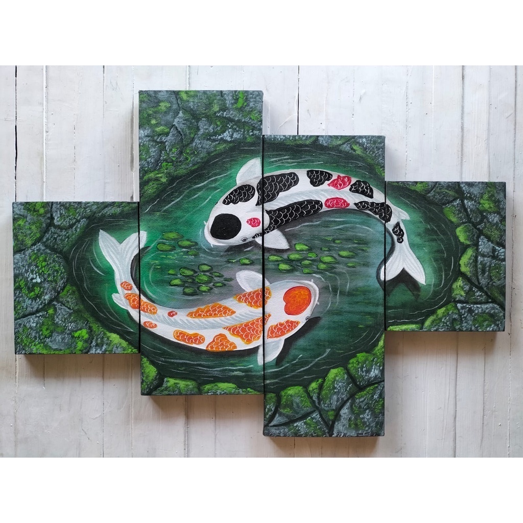 Lukisan Hiasan Dinding Rumah Motif Ikan Koi