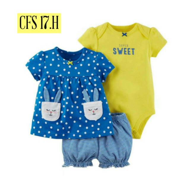 Carter's Jumper Set/Setelan Bayi/Pakaian Bayi Impor 3in1 Sz.6m,9m,12m,18m,24m