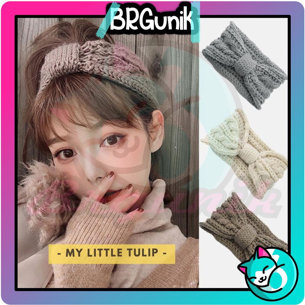 BRGUNIK Bando Rajut Wool Pita / Head Band Cantik Korea / Bando Korea Rajut Lebar Cewek R212