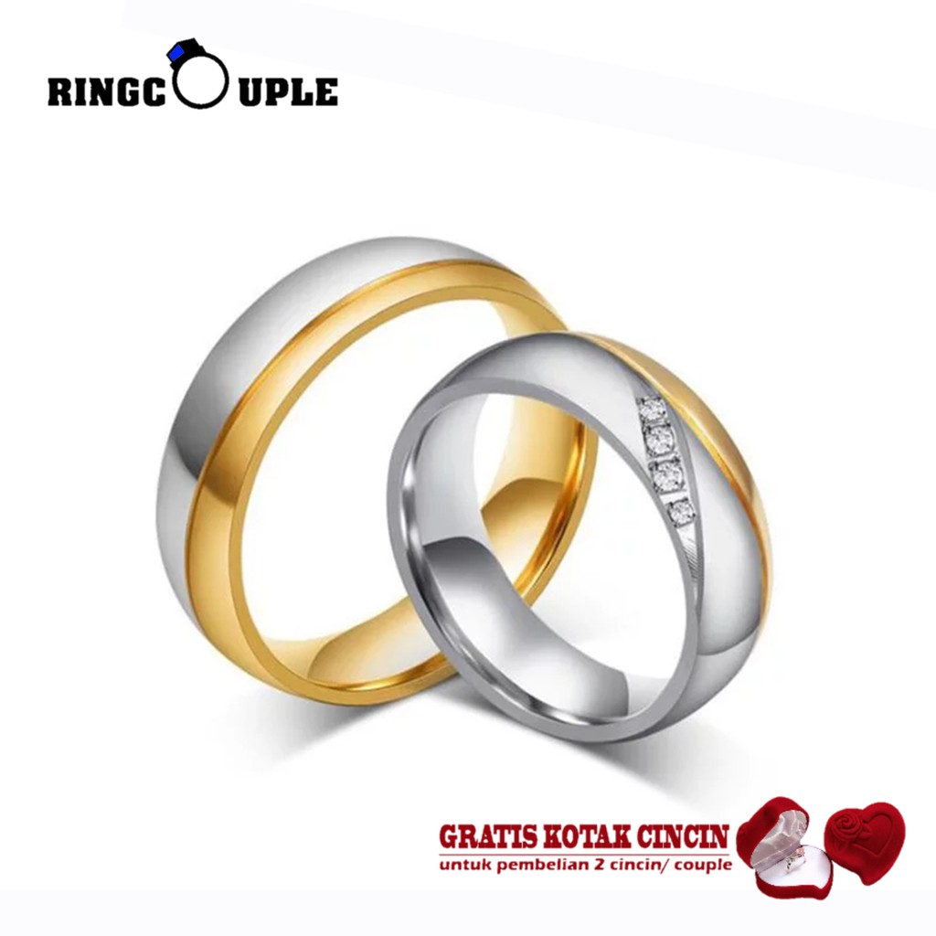 [JB021] Cincin Couple Titanium Original 100% Anti Pudar (GRATIS BOX)