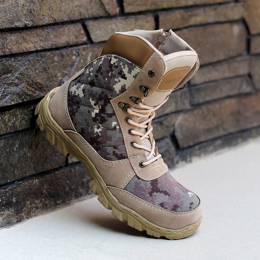 [COD] SEPATU TRACKING SAFETY BOOTS PRIA DELTA CORDURA ARMY PDL CREAM 8INCI HIKING BIKERS