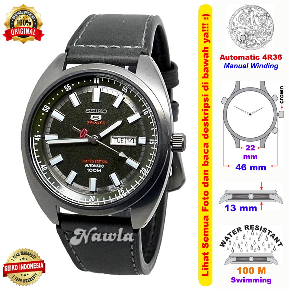 Seiko 5 Sports SRPB73K1 Retro Turtle Black - Jam Tangan Pria SRPB73