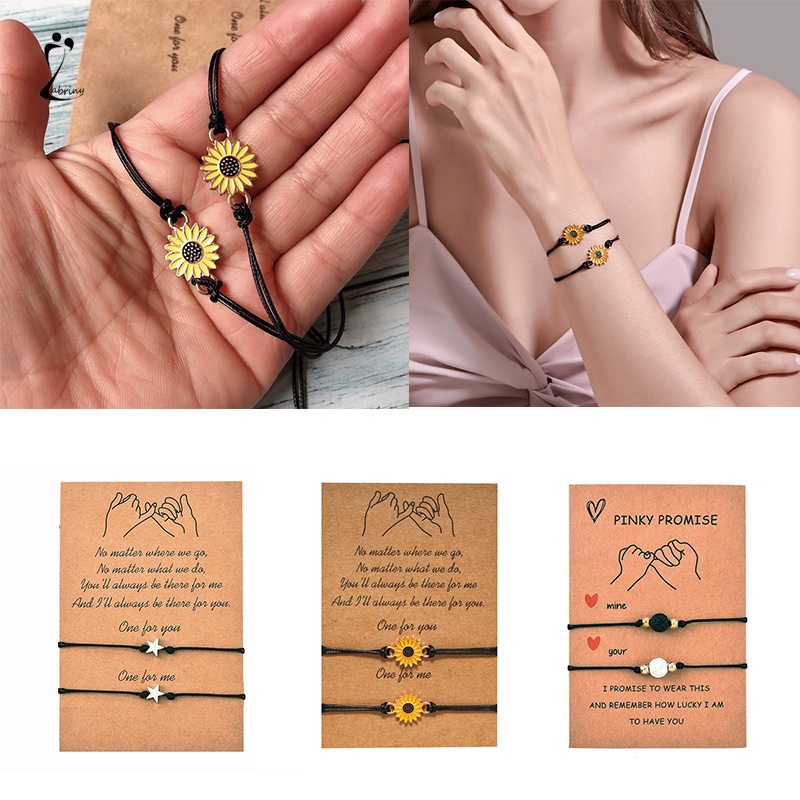 2 Pcs Korean Fashion Gelang Tali Ersahabatan Anyaman Krisan Bunga Matahari Fashion Z