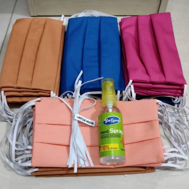 MASKER 2-PLY ISI 50 PCS PLUS BIO SPRAY 60 ML HAND SPRAY SANITIZER