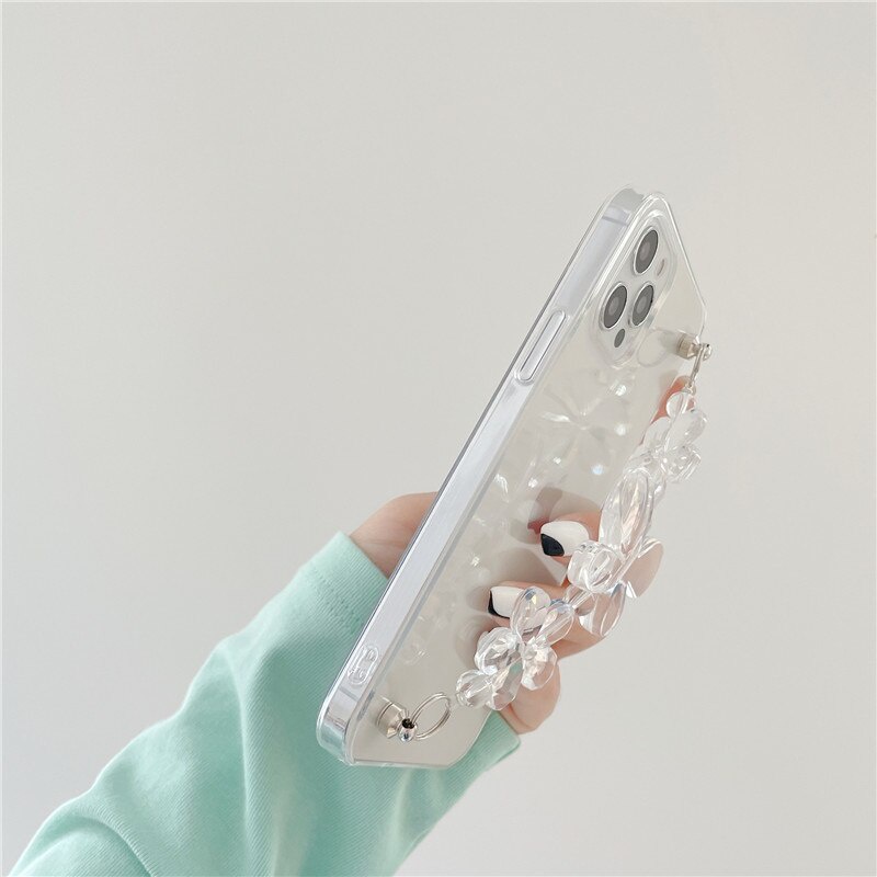 Butterfly case Bahan TPU Transparan flexible Bentuk Kupu-Kupu Dengan strap shockproof Untuk IPHONE 14 13 PRO MAX 12 11 PRO MAX 78 PLUS