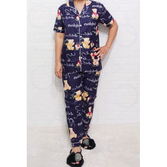 Baju Tidur Piyama Wanita Motif Bear Pajamas Katun  / Baju Tidur setelan Wanita Katun CP Terbaru Bigsize Kekiniaan