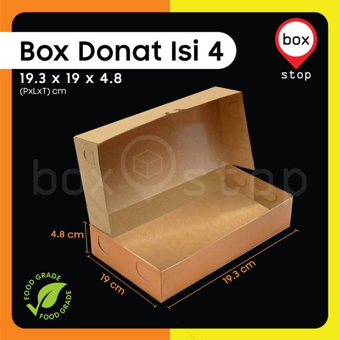 Box Donat - Kotak Donat - Dus Donat Donut - COKLAT- Isi 4 (30 pcs)