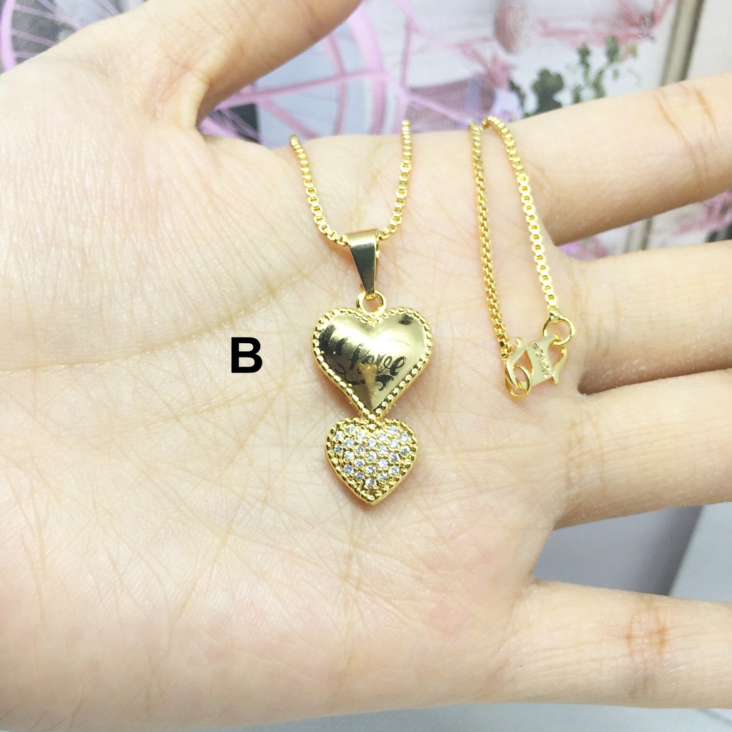 Kalung Xuping Love Kecil Batu Putih Lapis Emas Gold - BN239