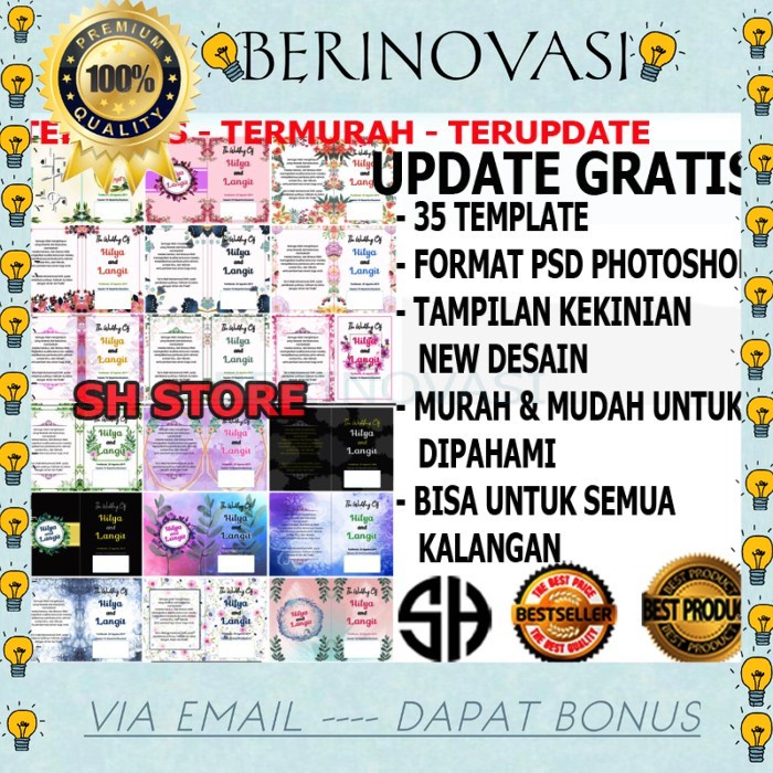 GRATIS ONGKIR Template Desain Undangan Custom Pernikahan Kekinian Terbaru PSD KL168