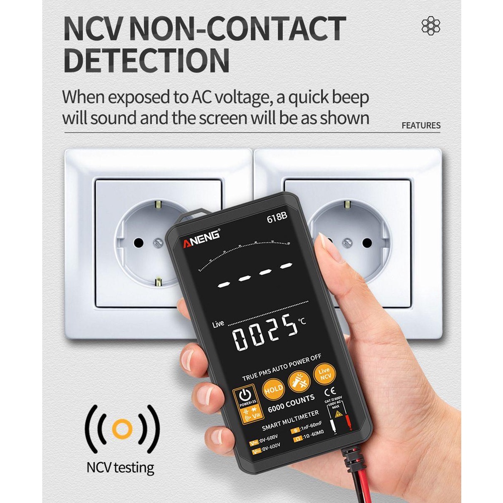 POPULAR Populer Multimeter Digital Presisi Tinggi Auto-Ranging Transistor Tester DC/AC Digital Profesional Meter