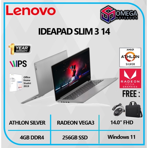 LENOVO IDEAPAD SLIM 3 14 ATHLON SILVER 3050 8GB 256SSD W11+OHS 14.0&quot;FHD