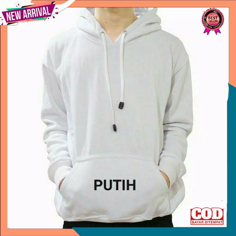 HOODIE Wanita Sweater Pria Polos Laki Laki Perempuan XL-Hoodie Putih
