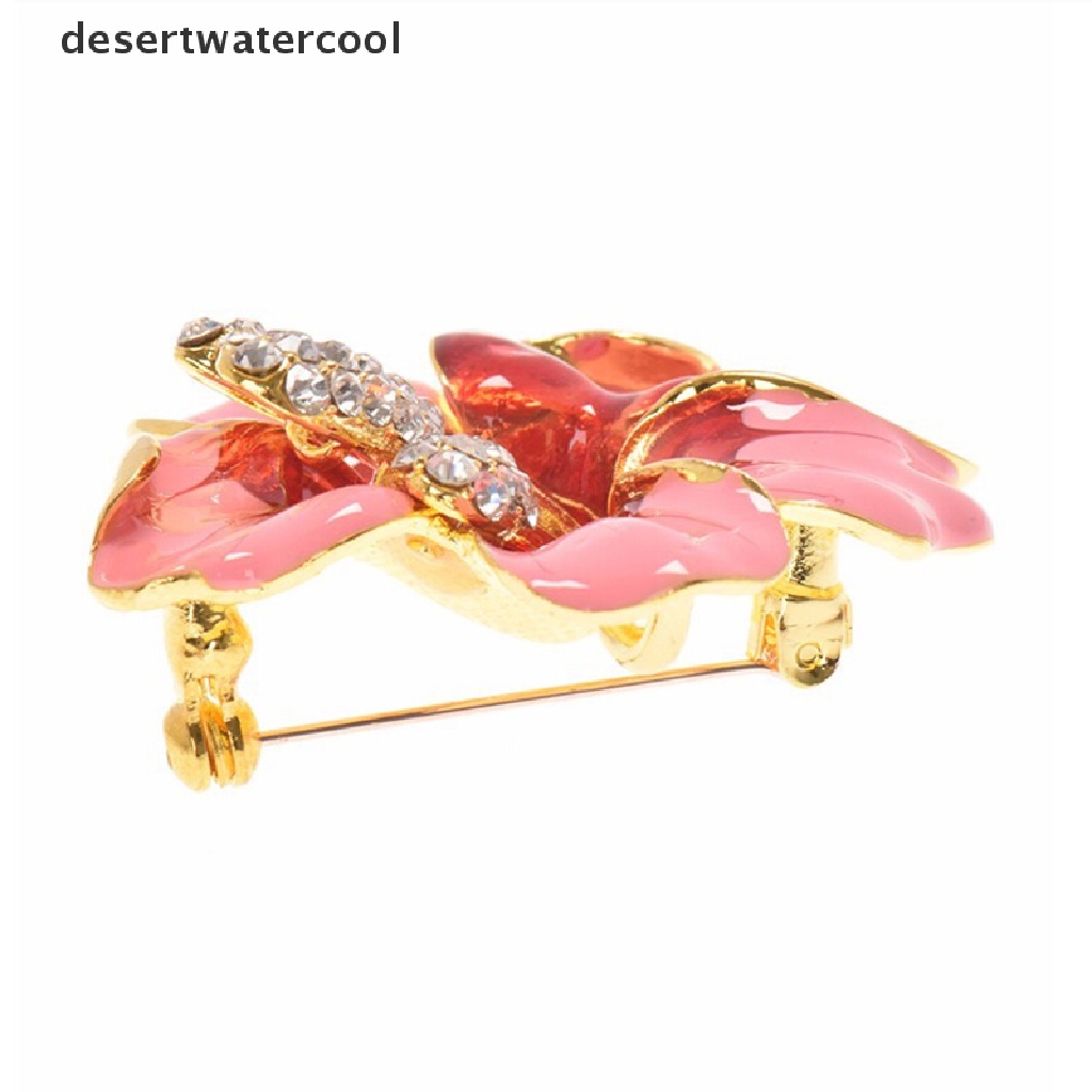 Bros Pin Enamel Bentuk Bunga Lily Aksen Kristal Berlian Imitasi Untuk Wanita
