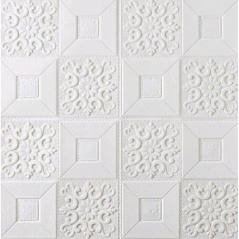 Brickfoam batik 3d 70x70cm Tebal 3mm-Batik putih polos