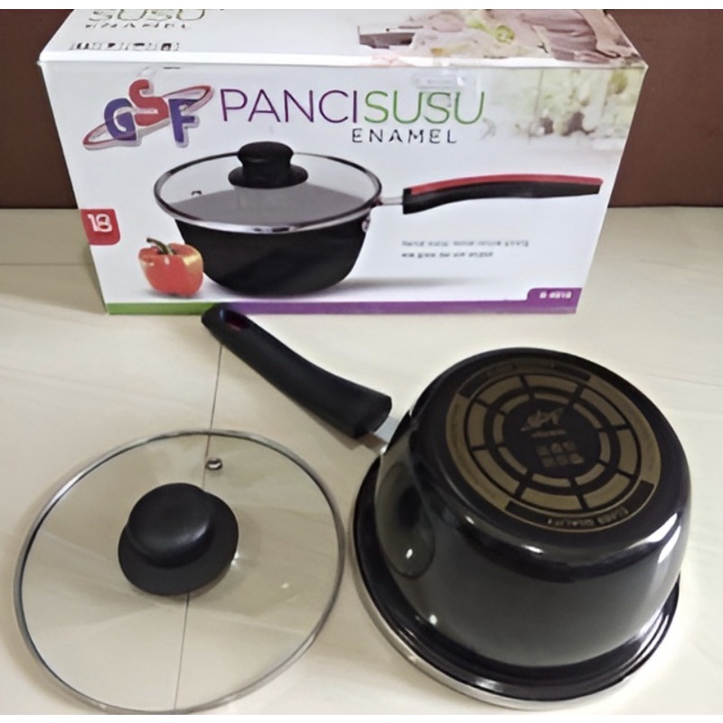 PANCI SUSU ENAMEL GSF / PANCI SUSU FRYPAN ANTI KARAT / PANCI ENAMEL FREE PACKING DUS FBL