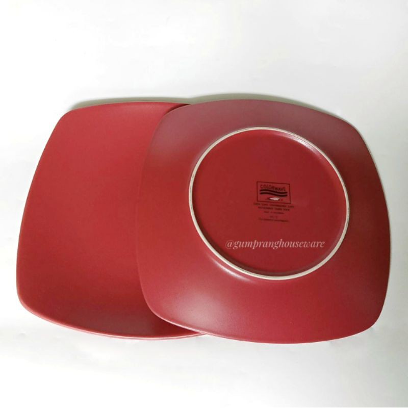 Square Dinner Plate 27 cm/ piring makan keramik kotak persegi 27 cm noritake colorwave merah