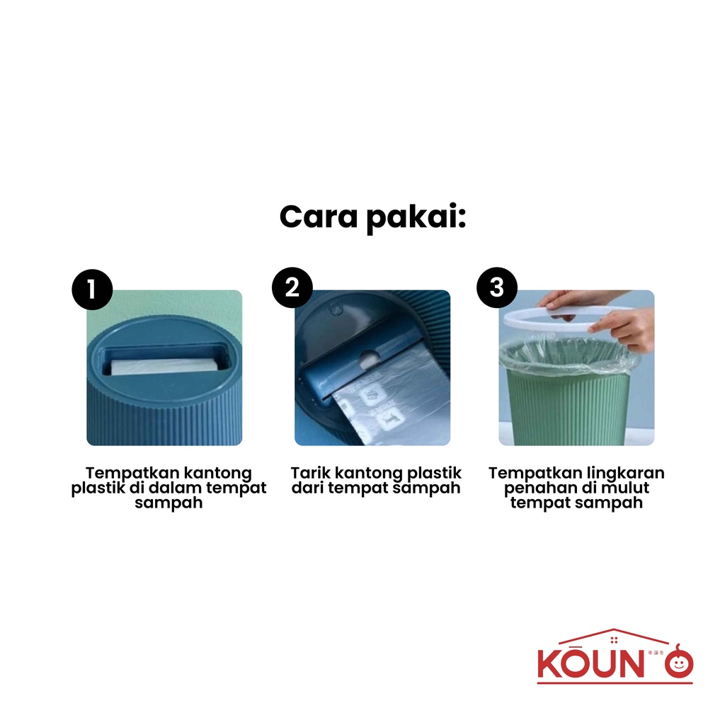 Tong Sampah Portable dengan Tempat Kantong Plastik Sampah Refill Isi Ulang Roll Gulungan Otomatis