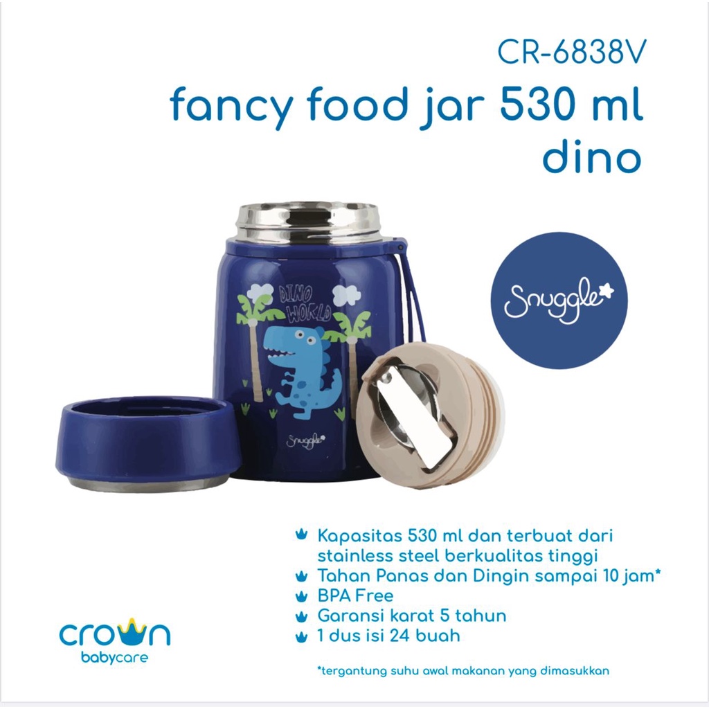 CROWN Snuggle Fancy Vacuum Jar 530ml CR-6838 Termos Makan