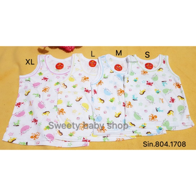 Singlet bayi 3-18m isi 3pcs cewek cowok 2 motif katun full print / kaos kutang anak/baju santai