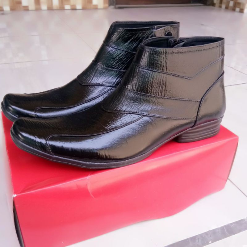 Sepatu pdh kulit asli boot kulit asli resleting