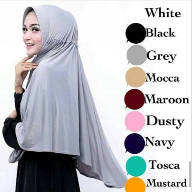 Jilbab instan serut jumbo / serut Jokowi jumbo serut polos jumbo / Khimar pet jumbo XL