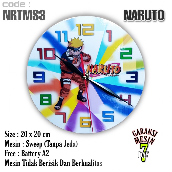 Jam Dinding ANIME NARUTO UZUMAKI SWEPP HALUS TIDAK BERISIK