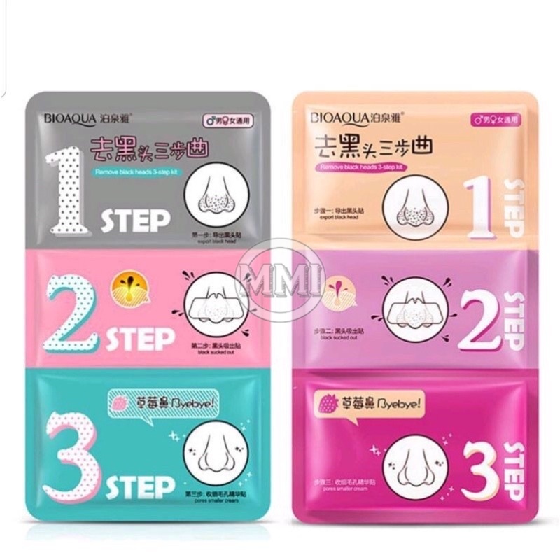 MASKER KOMEDO TEMPEL BIOAQUA 3 IN 1 / MASKER KOMEDO BIOAQUA 3 STEP / BIOAQUA MASKER HIDUNG PEMBERSIH