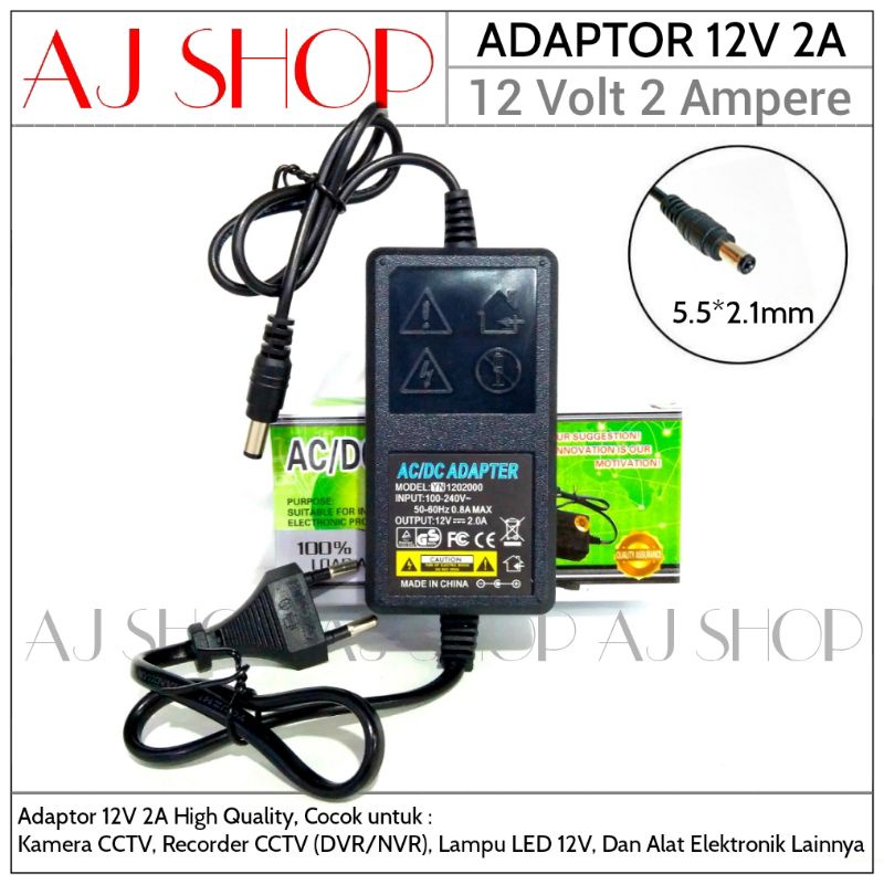 Adaptor 2A 12V Adaptor 12 Volt 2 Ampere Kualitas Bagus