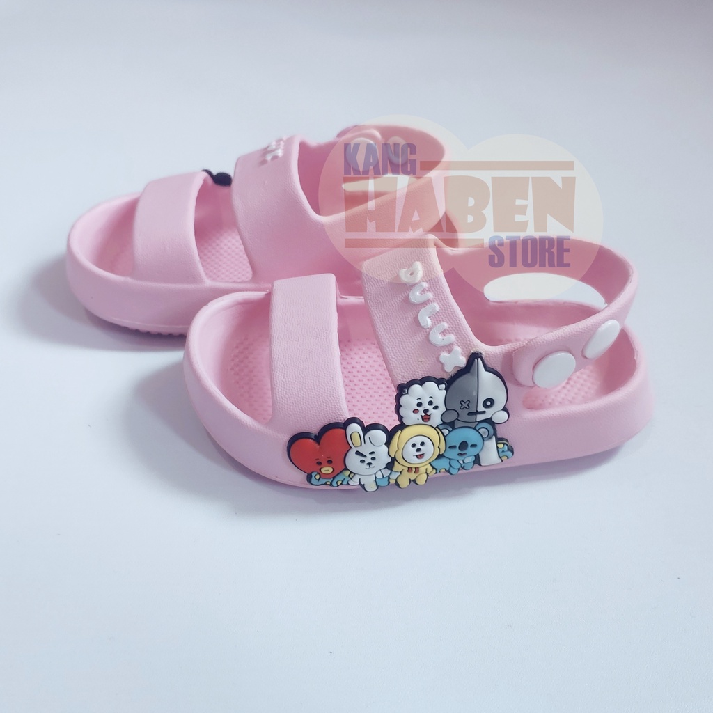 Habenkids Sandal Anak Karakter BT21 Ringan dan Lucu Sendal Bayi Cewek 391E 20-25