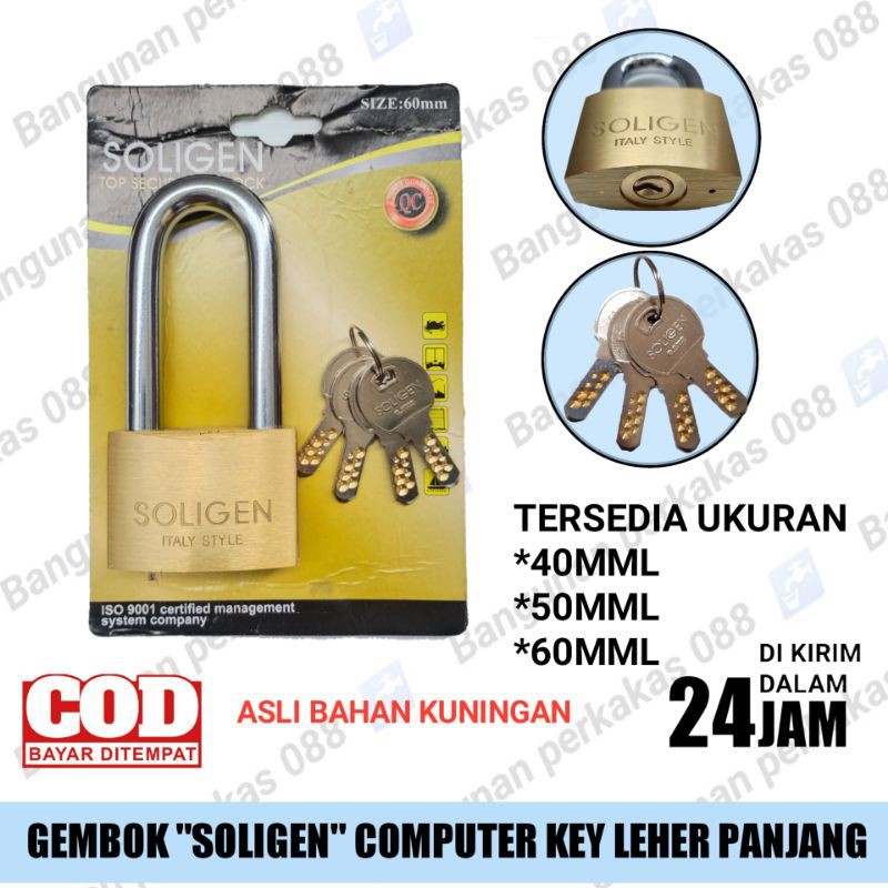 GEMBOK SOLIGEN COMPUTER KEY PANJANG 40MM 50MM 60MM-GEMBOK PAGAR-GEMBOK RUMAH-GEMBOK MOTOR DLL