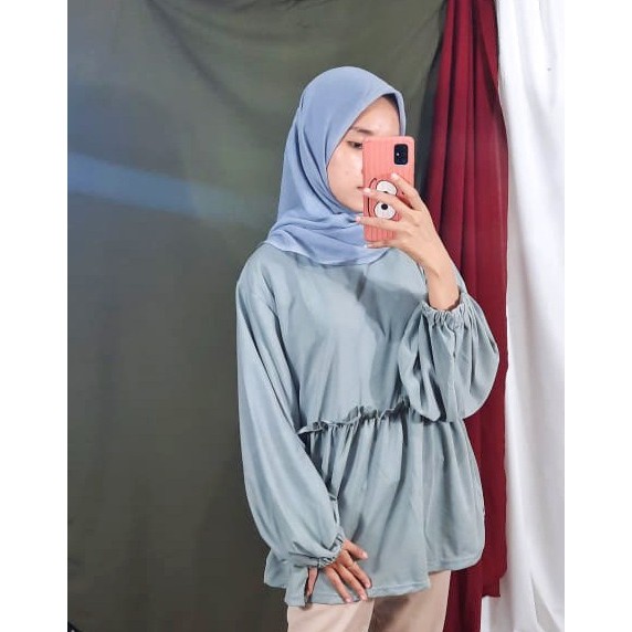 Blouse Wanita Lengan Panjang Kekinian Rumbai Jasminah LD 106cm Pjg 70cm FIt XL-XXL