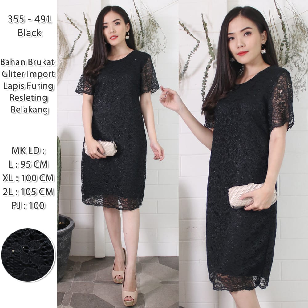 Gudang_mukenaku Dress Brukat Bunga Lapis Furing COD bisa bayar di tempat tujuan Dress Pesta Import Pakaian Fashion Wanita Real Picture