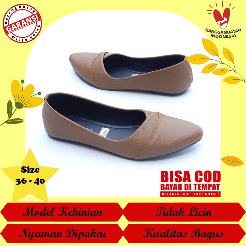 Sepatu Kerja Flatshoes Main Wanita Kekinian Flet Shoes Cewek Remaja Dewasa Terbaru Nssh07