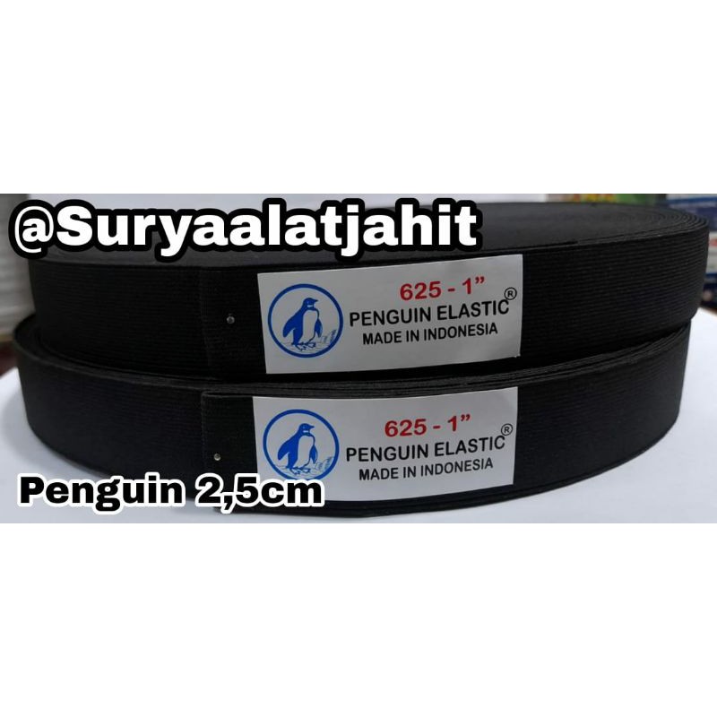 Karet Penguin 1in (2.5cm) 625 hitam @36yrd bagus =rp.66.000/pcs