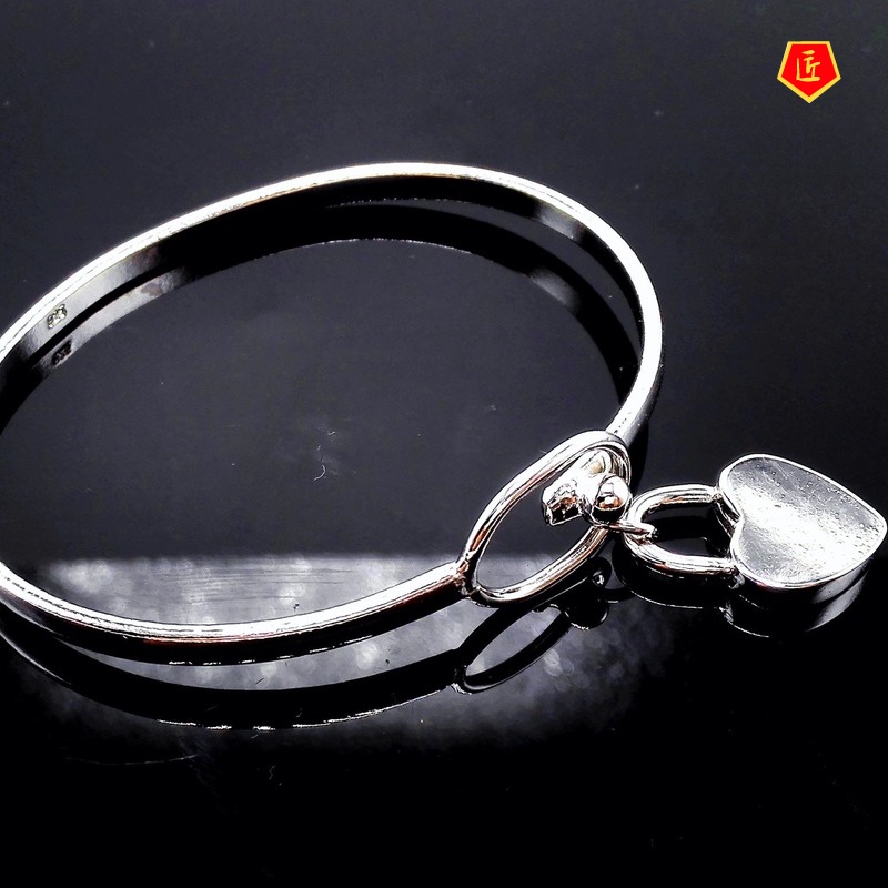 [Ready Stock]Fashion Heart Lock Pendant Silver Bracelet