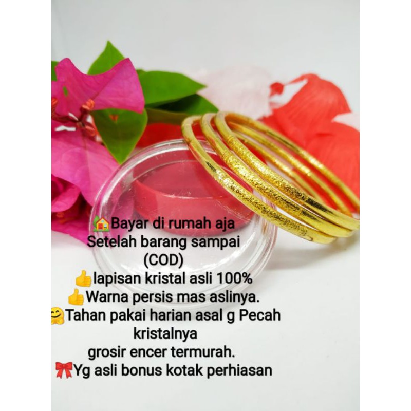 Gelang keroncong pasir lapis emas 24k + Balut kristal + Dompet